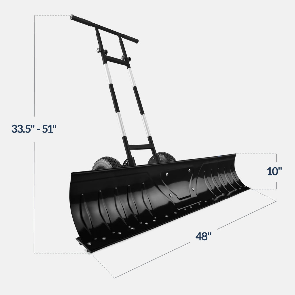 2-Wheel Snow Pusher w/ Adjustable Handle Reflective Tape - 48in