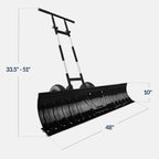 2-Wheel Snow Pusher w/ Adjustable Handle Reflective Tape - 48in