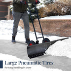 2-Wheel Snow Pusher w/ Adjustable Handle Reflective Tape - 48in