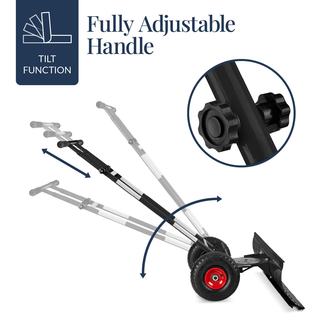 2-Wheel Snow Pusher w/ Adjustable Handle Reflective Tape - 48in