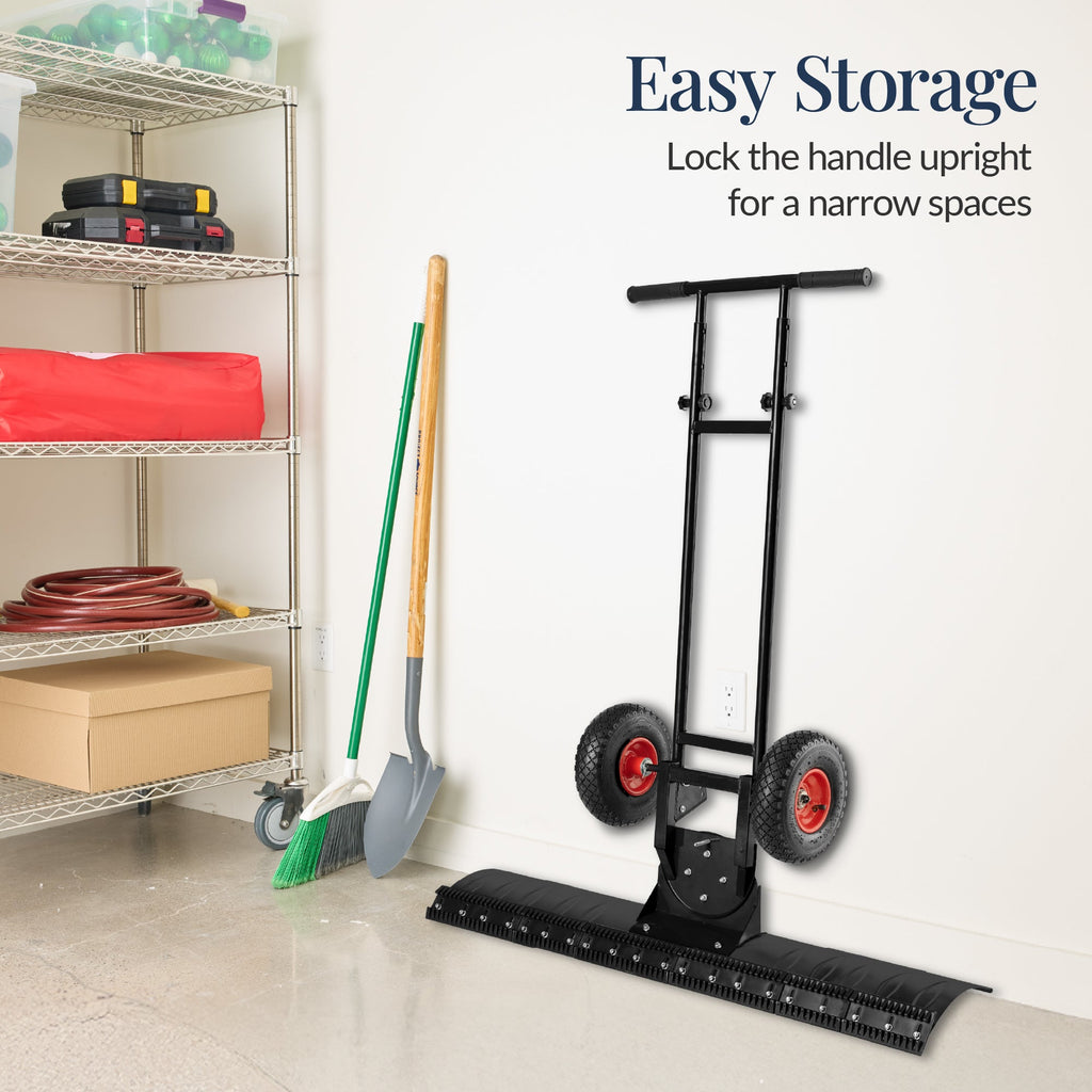 2-Wheel Snow Pusher w/ Adjustable Handle Reflective Tape - 48in