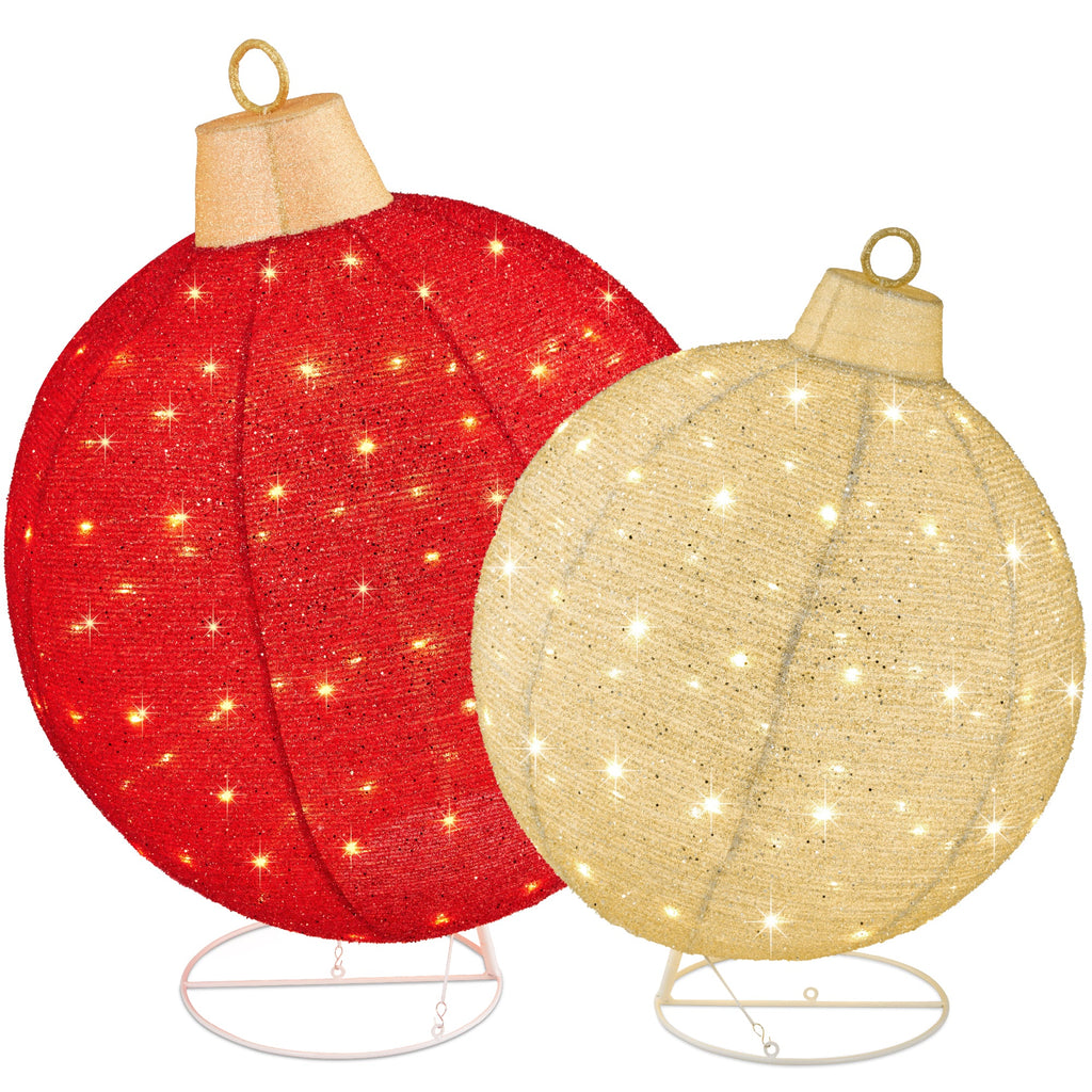 2pc Lighted Pop-Up Christmas Ornaments Decoration w/ 220 LED Lights Stand