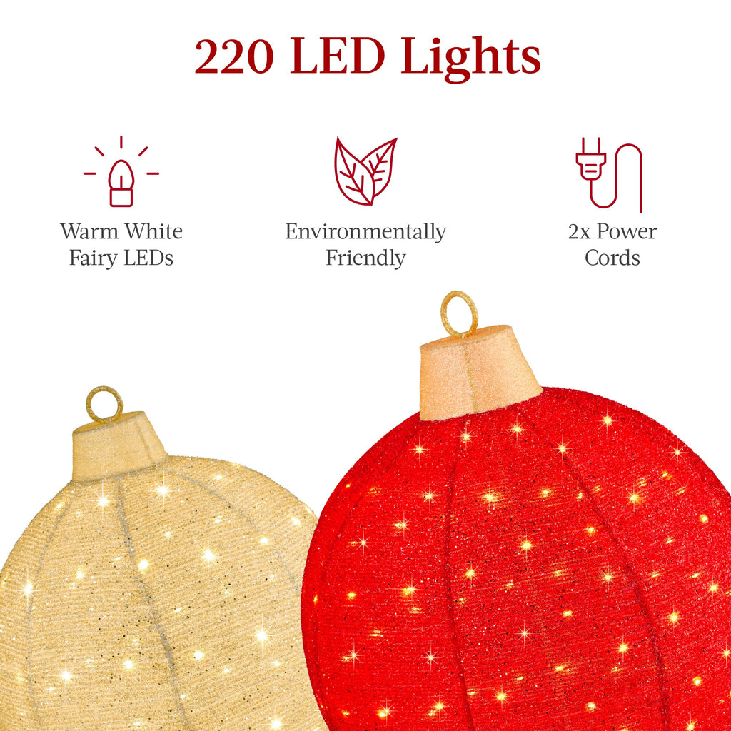 2pc Lighted Pop-Up Christmas Ornaments Decoration w/ 220 LED Lights Stand
