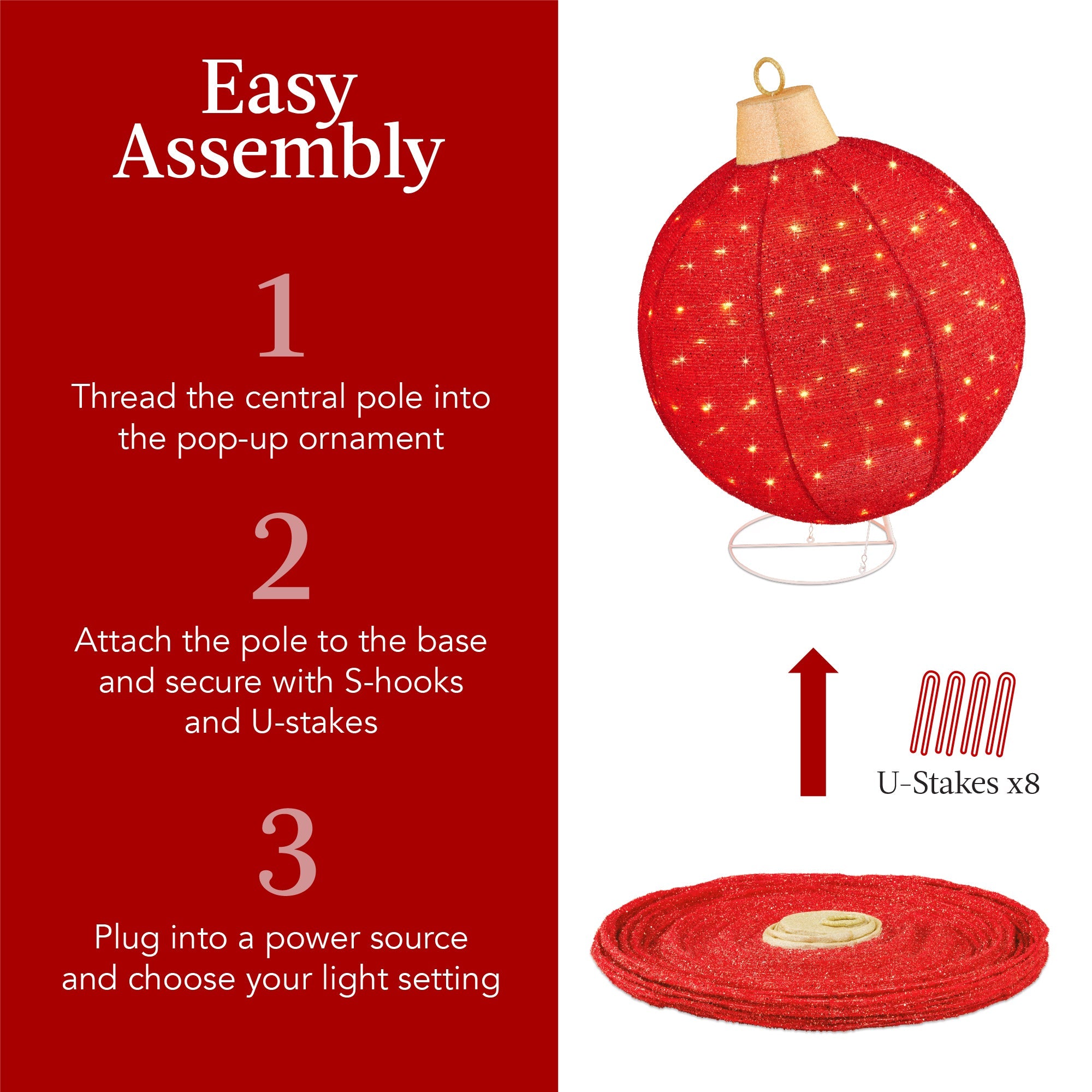 2pc Lighted Pop-Up Christmas Ornaments Decoration w/ 220 LED Lights Stand