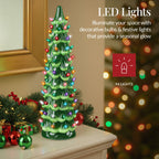 21in Ceramic Christmas Tree Hand-Painted Holiday Decor w/ LED Lights