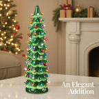 21in Ceramic Christmas Tree Hand-Painted Holiday Decor w/ LED Lights