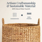 2-Piece Round Nesting Baskets W/Handles Hyacinth Plant Holder & Storage Bin