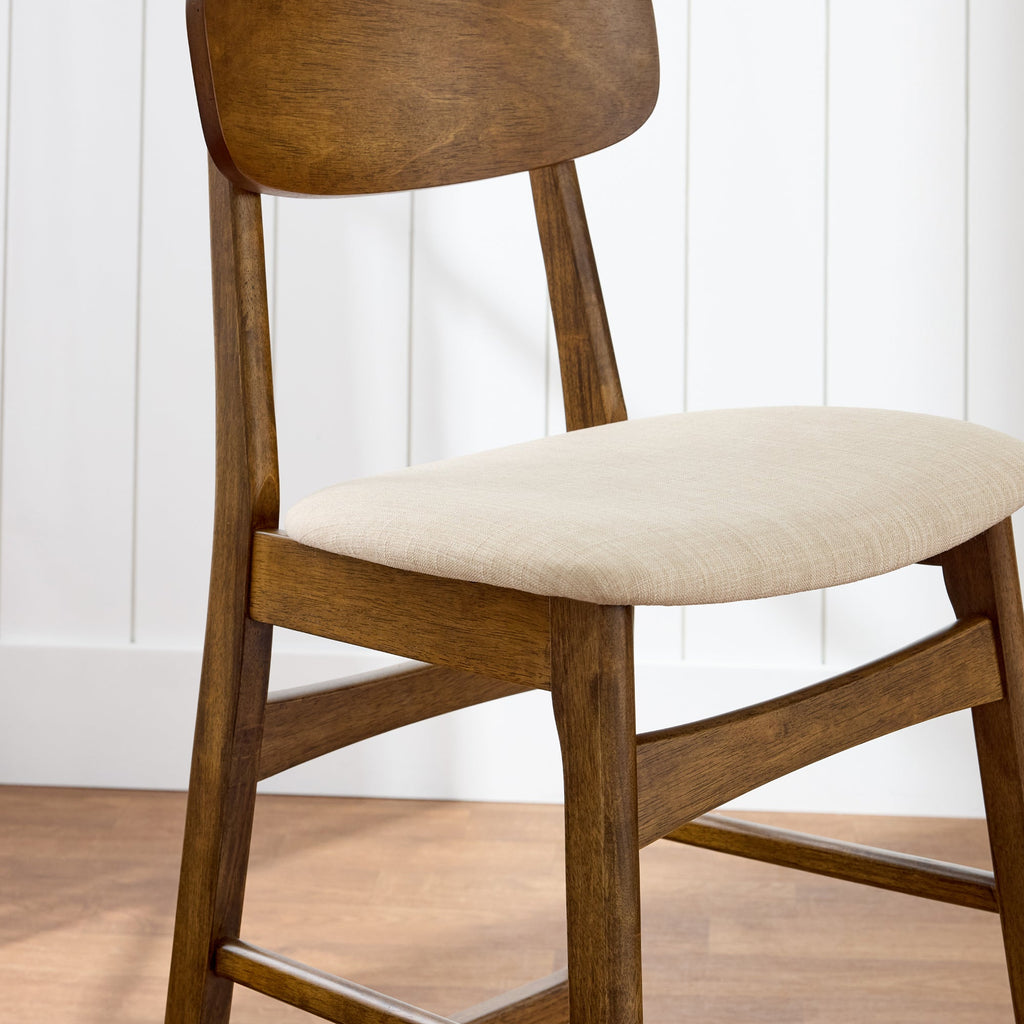 2-Piece Farmhouse Counter Height Bar Stool Set w/ Cushioned Seat Backrest