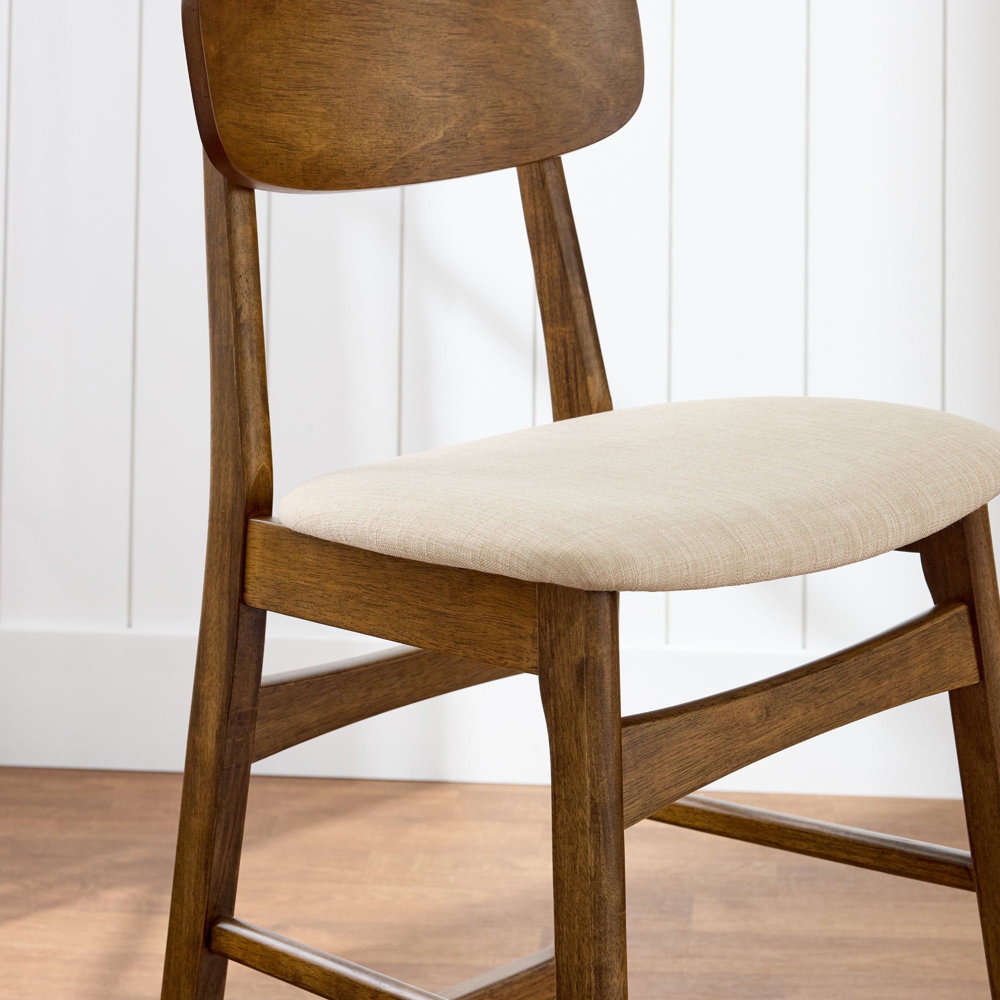 2-Piece Farmhouse Counter Height Bar Stool Set w/ Cushioned Seat Backrest