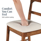 26\" Counter-Height Farmhouse Wood Stoolsw/ Cushion & Backrest Set of 2