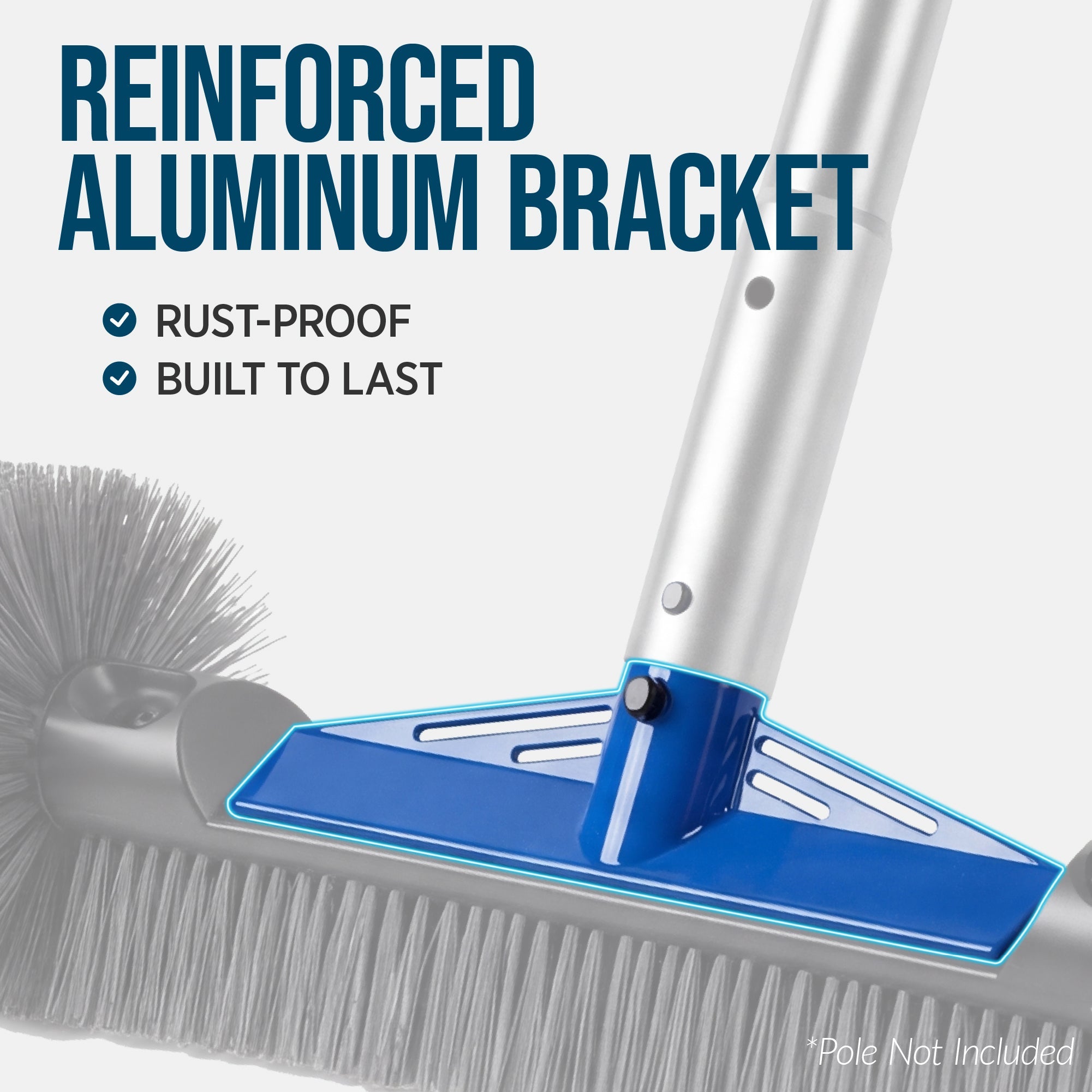 20\" Heavy-Duty Pool Brush Head with Reinforced Aluminum Bracket