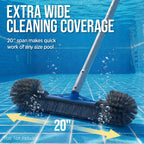 20\" Heavy-Duty Pool Brush Head with Reinforced Aluminum Bracket