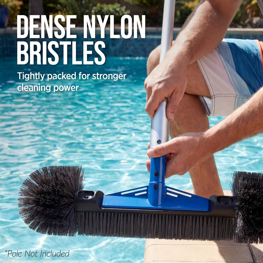 20\" Heavy-Duty Pool Brush Head with Reinforced Aluminum Bracket