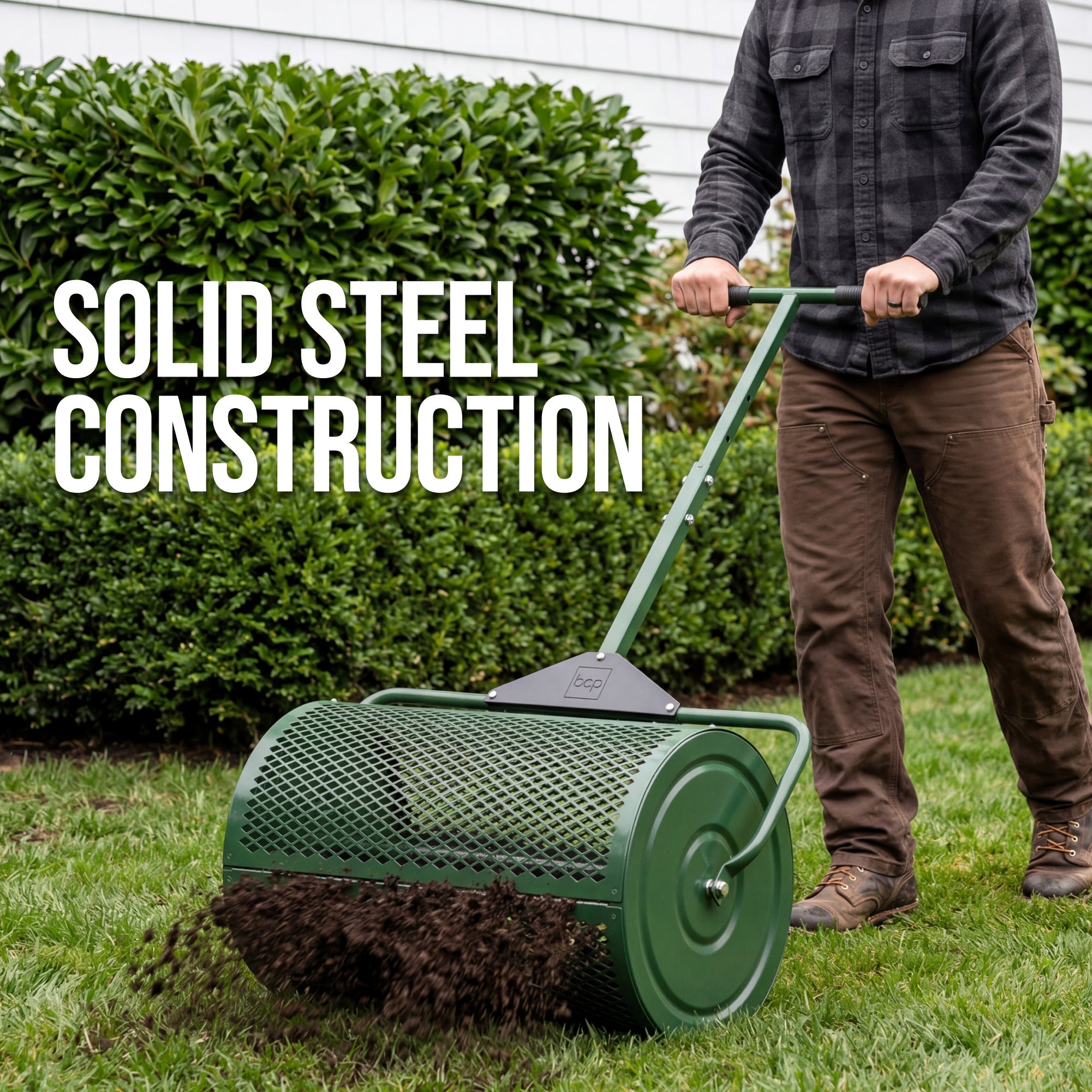 24\" Compost Spreader Steel Lawn & Peat Moss Topdresser