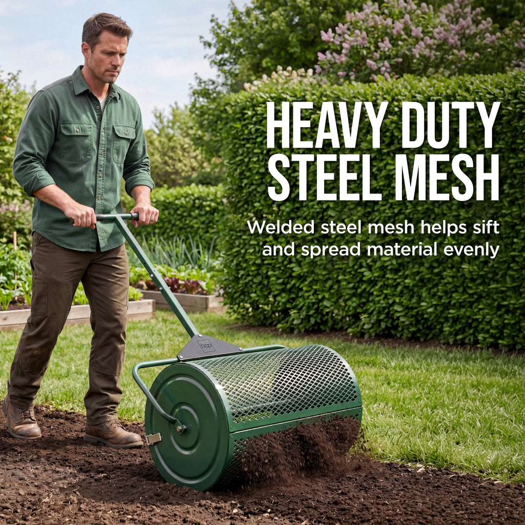 24\" Compost Spreader Steel Lawn & Peat Moss Topdresser