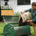 24\" Compost Spreader Steel Lawn & Peat Moss Topdresser