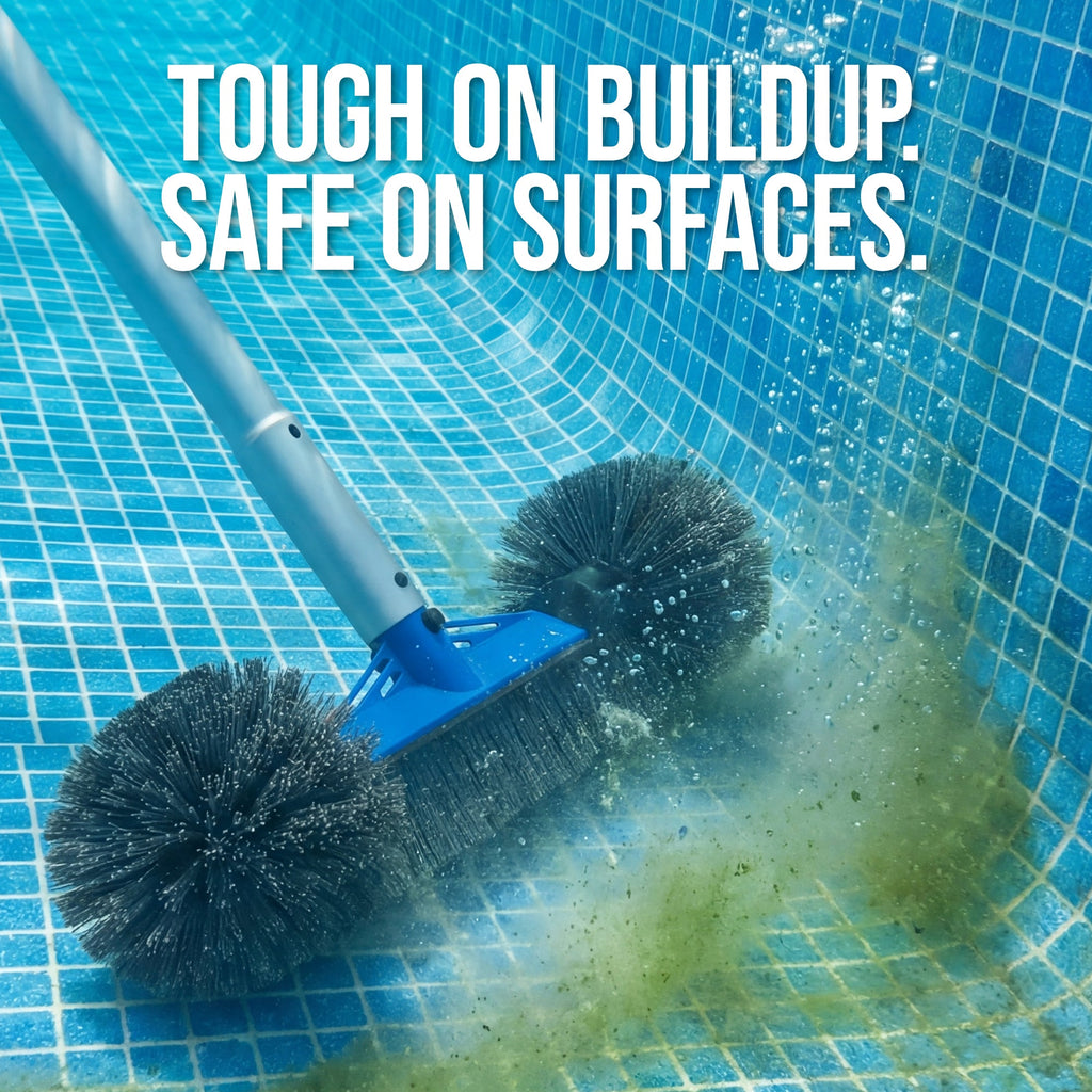 20\" Pool Brush with 9 ft Aluminum PolePool Wall & Floor Cleaning Set