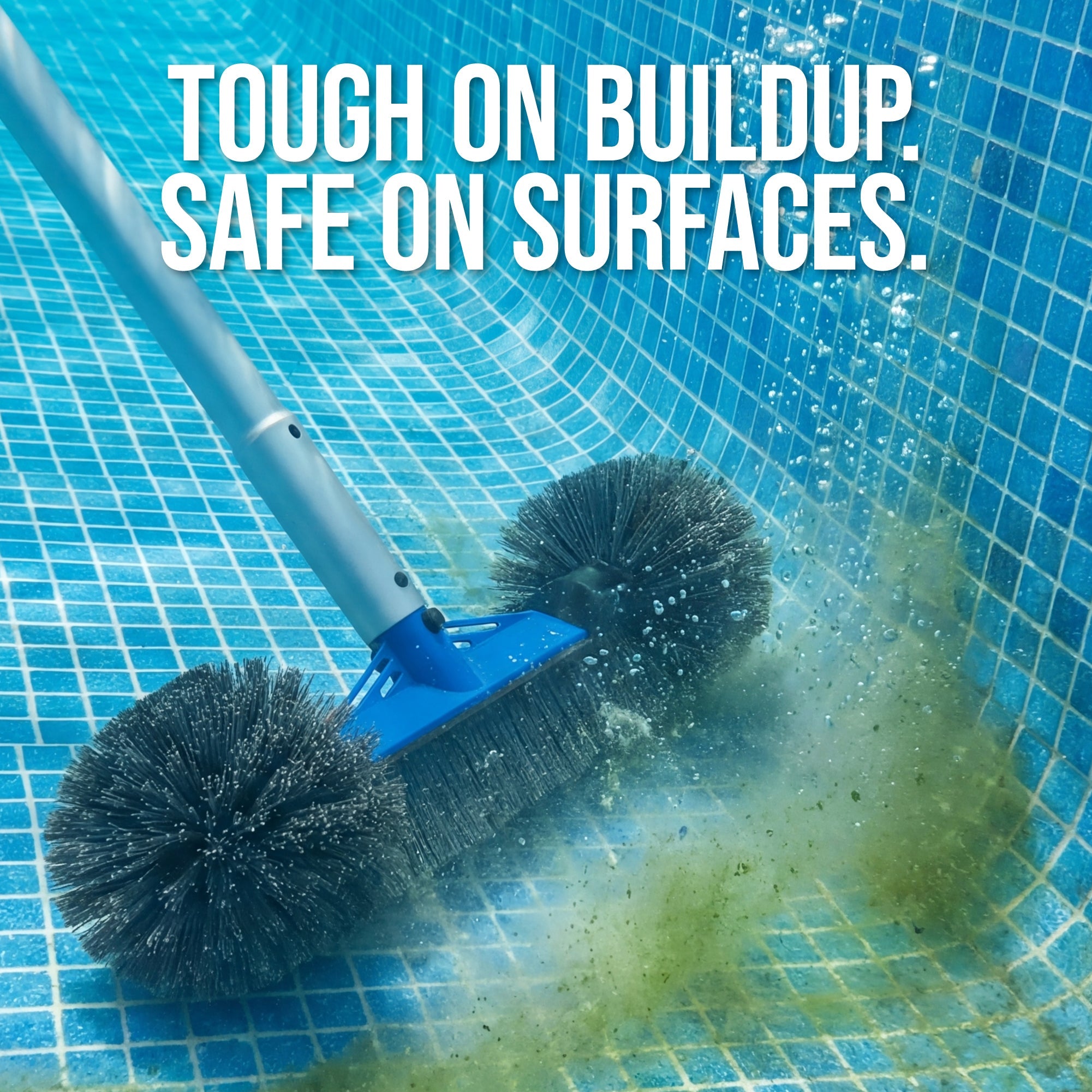 20\" Pool Brush with 9 ft Aluminum PolePool Wall & Floor Cleaning Set