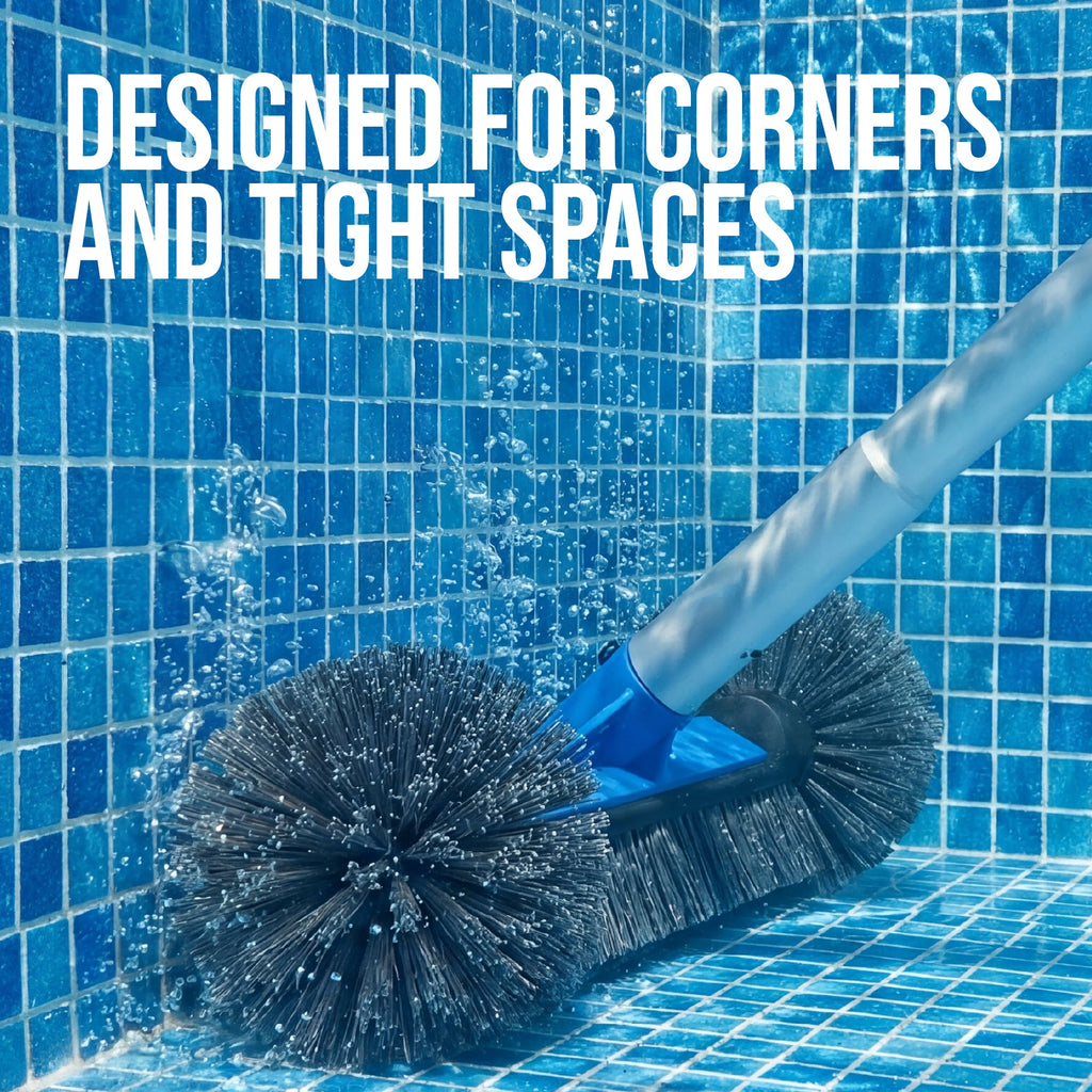 20\" Pool Brush with 9 ft Aluminum PolePool Wall & Floor Cleaning Set