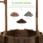21.5\" Rustic Wooden Wishing Well Planter Yard Decoration w/ Hanging Bucket