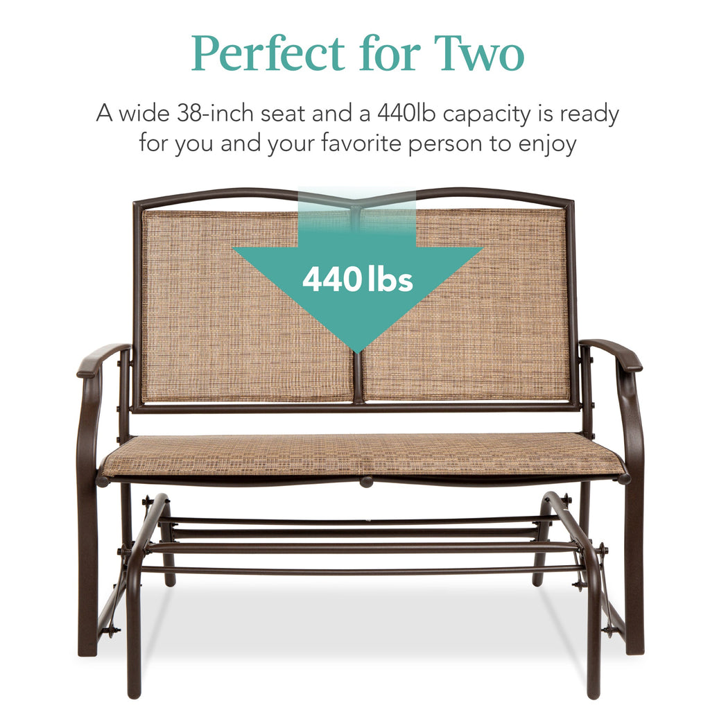 2-Person Patio Loveseat Swing Glider Bench Rocker w/ Armrests