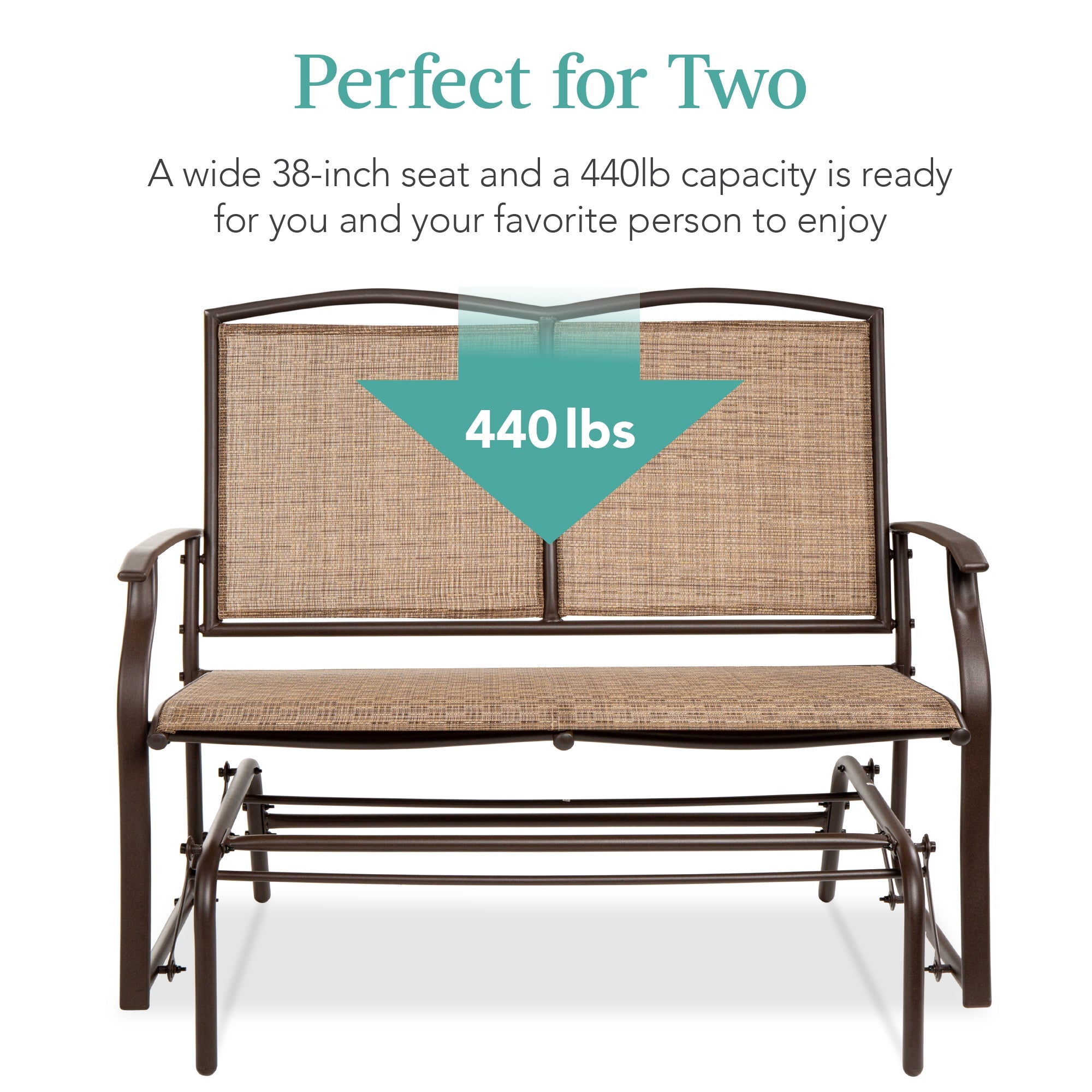 2-Person Patio Loveseat Swing Glider Bench Rocker w/ Armrests