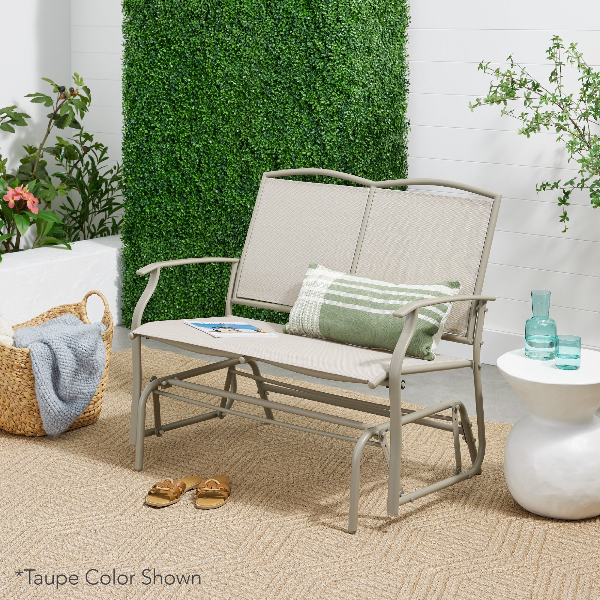 2-Person Patio Loveseat Swing Glider Bench Rocker w/ Armrests