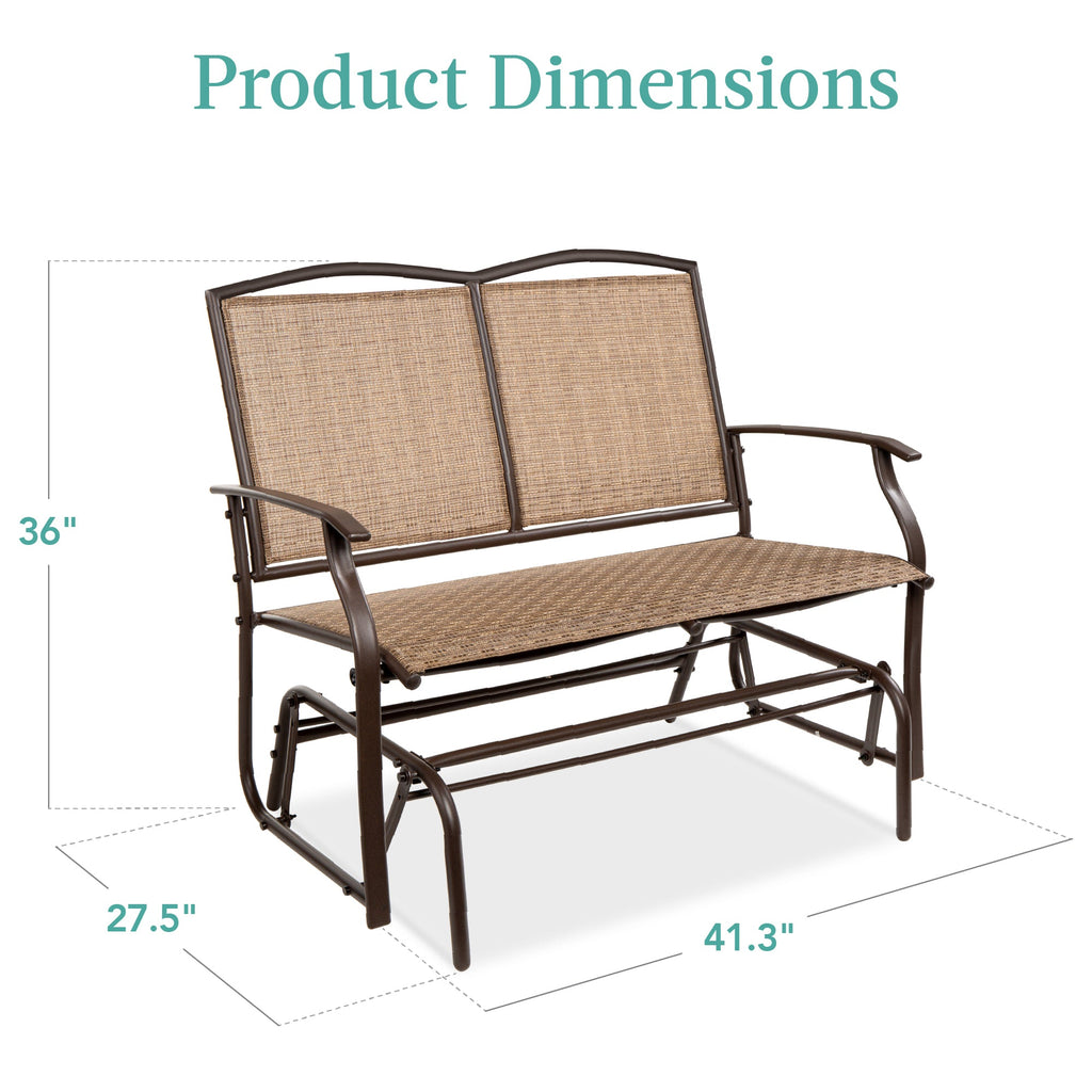 2-Person Patio Loveseat Swing Glider Bench Rocker w/ Armrests