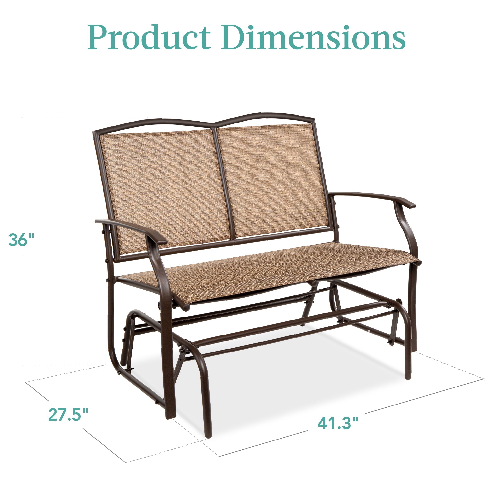 2-Person Patio Loveseat Swing Glider Bench Rocker w/ Armrests