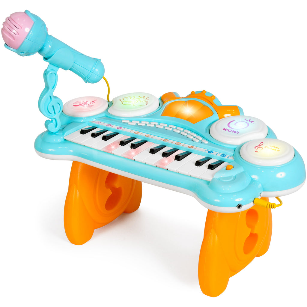 24-Key Kids Musical Electronic Keyboard w/ Drums Microphone MP3 - Blue