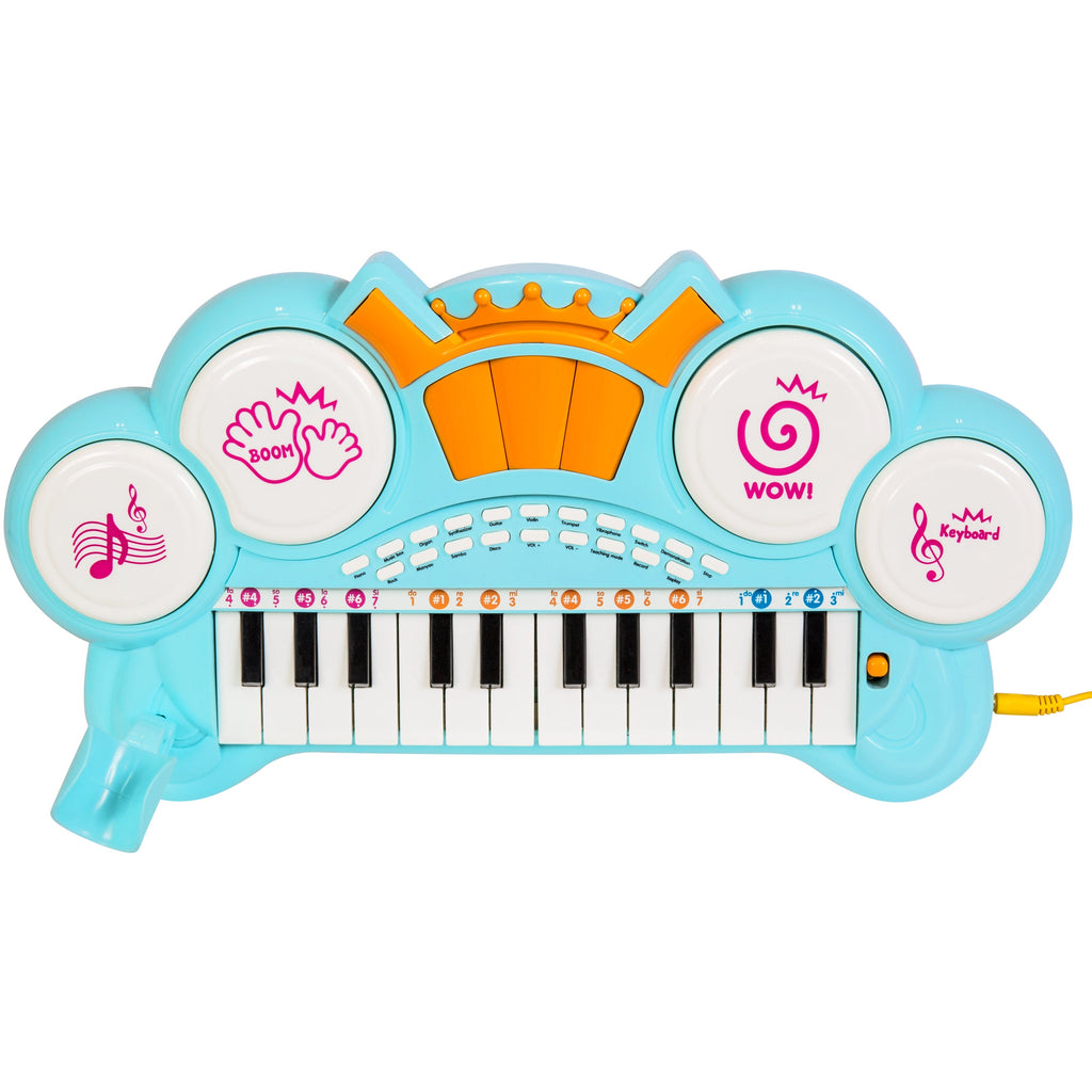 24-Key Kids Musical Electronic Keyboard w/ Drums Microphone MP3 - Blue