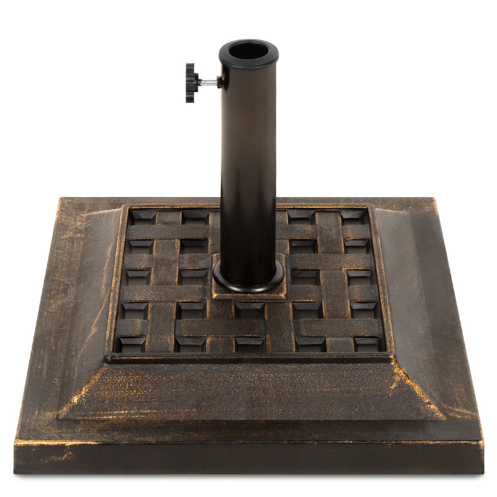 26lb Steel Square Patio Umbrella Base Stand Basketweave Pattern