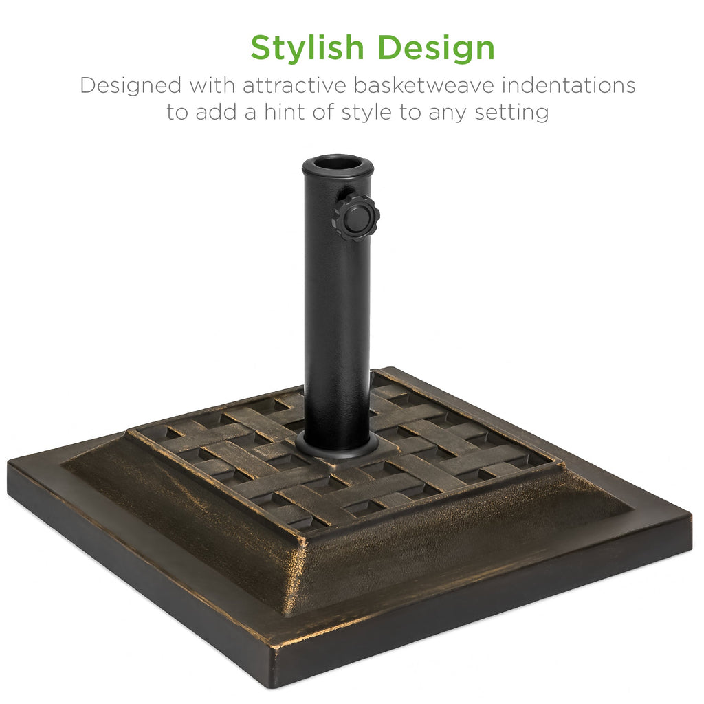 26lb Steel Square Patio Umbrella Base Stand Basketweave Pattern