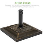 26lb Steel Square Patio Umbrella Base Stand Basketweave Pattern