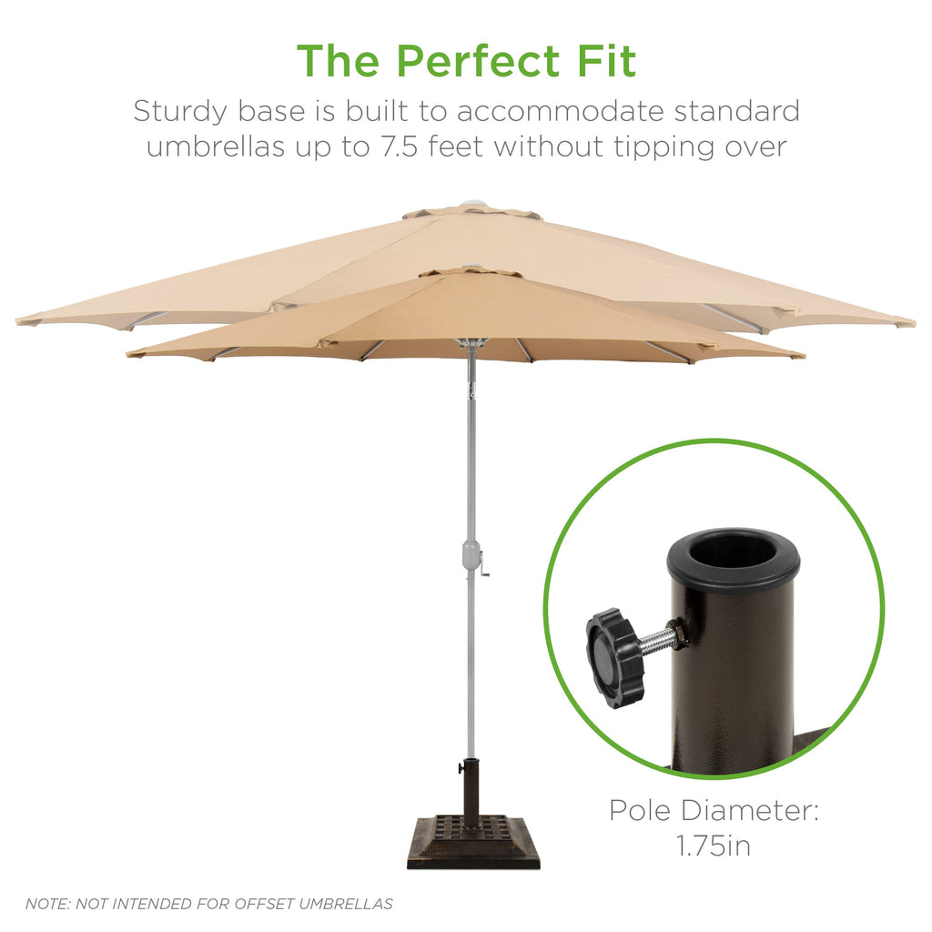 26lb Steel Square Patio Umbrella Base Stand Basketweave Pattern