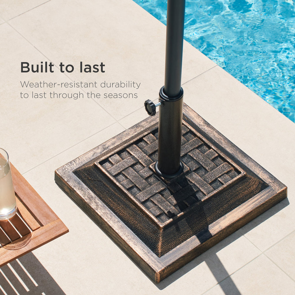 26lb Steel Square Patio Umbrella Base Stand Basketweave Pattern