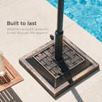 26lb Steel Square Patio Umbrella Base Stand Basketweave Pattern