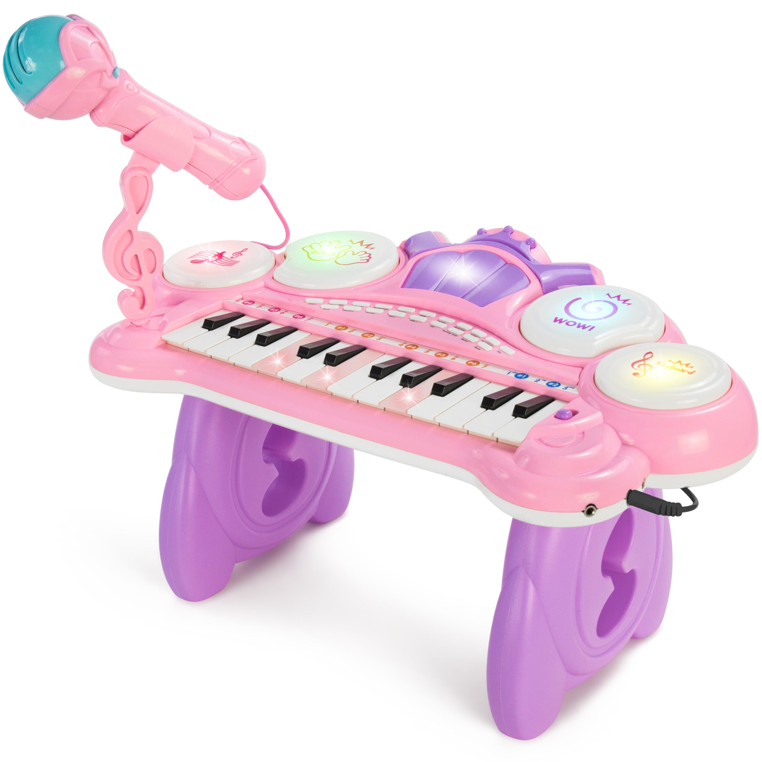 24-Key Kids Musical Electronic Keyboard w/ Drums Microphone MP3 - Pink