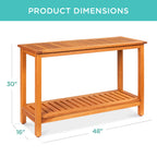 2-Shelf Wooden Console Table Storage Organizer w/ Natural Finish - 48in