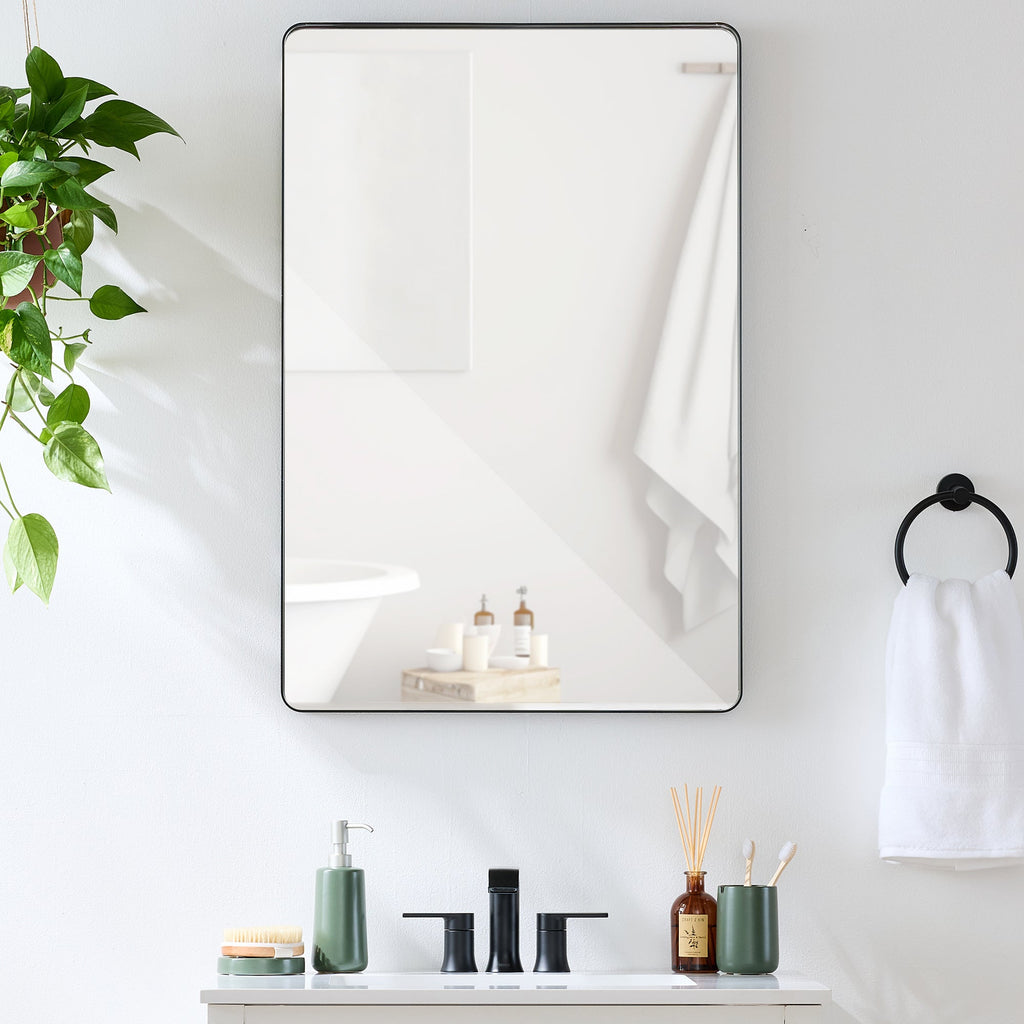 2-Way Rectangle Wall Mirror w/ Rounded Corners Anti-Blast Film - 24x36in
