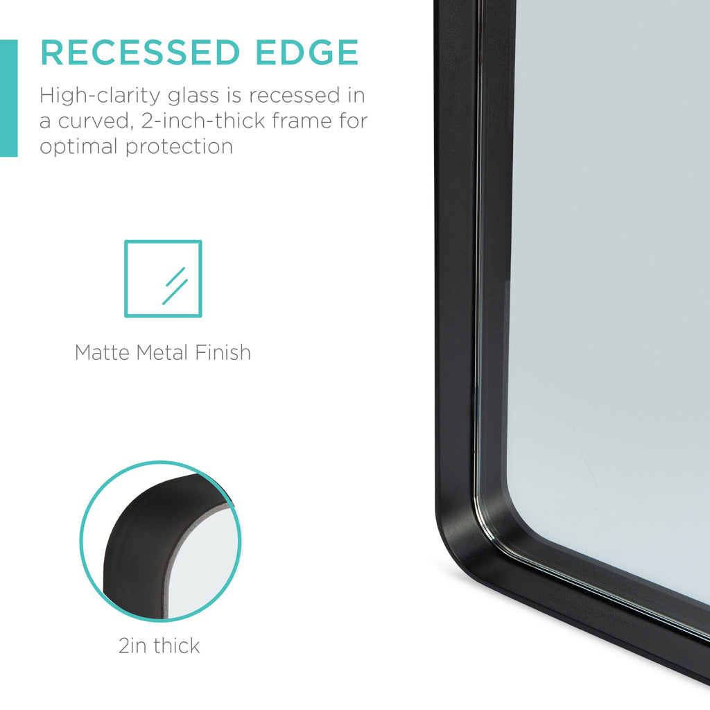 2-Way Rectangle Wall Mirror w/ Rounded Corners Anti-Blast Film - 24x36in
