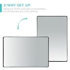 2-Way Rectangle Wall Mirror w/ Rounded Corners Anti-Blast Film - 24x36in