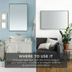 2-Way Rectangle Wall Mirror w/ Rounded Corners Anti-Blast Film - 24x36in