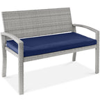 2-Person Wicker Porch Bench for Outdoor Garden w/ 700lb Capacity - 47in