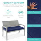 2-Person Wicker Porch Bench for Outdoor Garden w/ 700lb Capacity - 47in