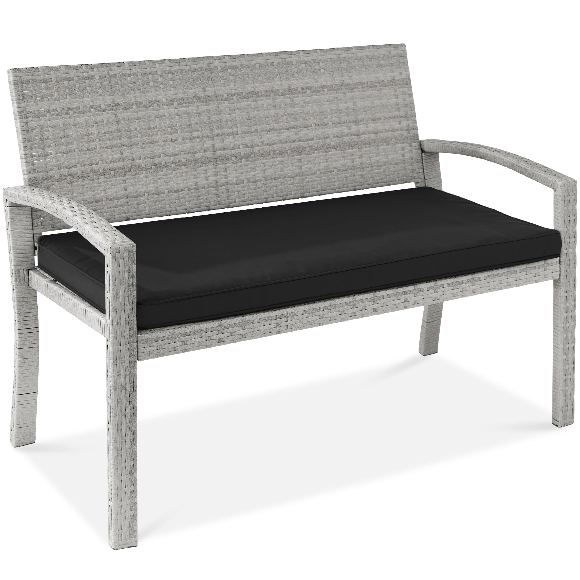 2-Person Wicker Porch Bench for Outdoor Garden w/ 700lb Capacity - 47in