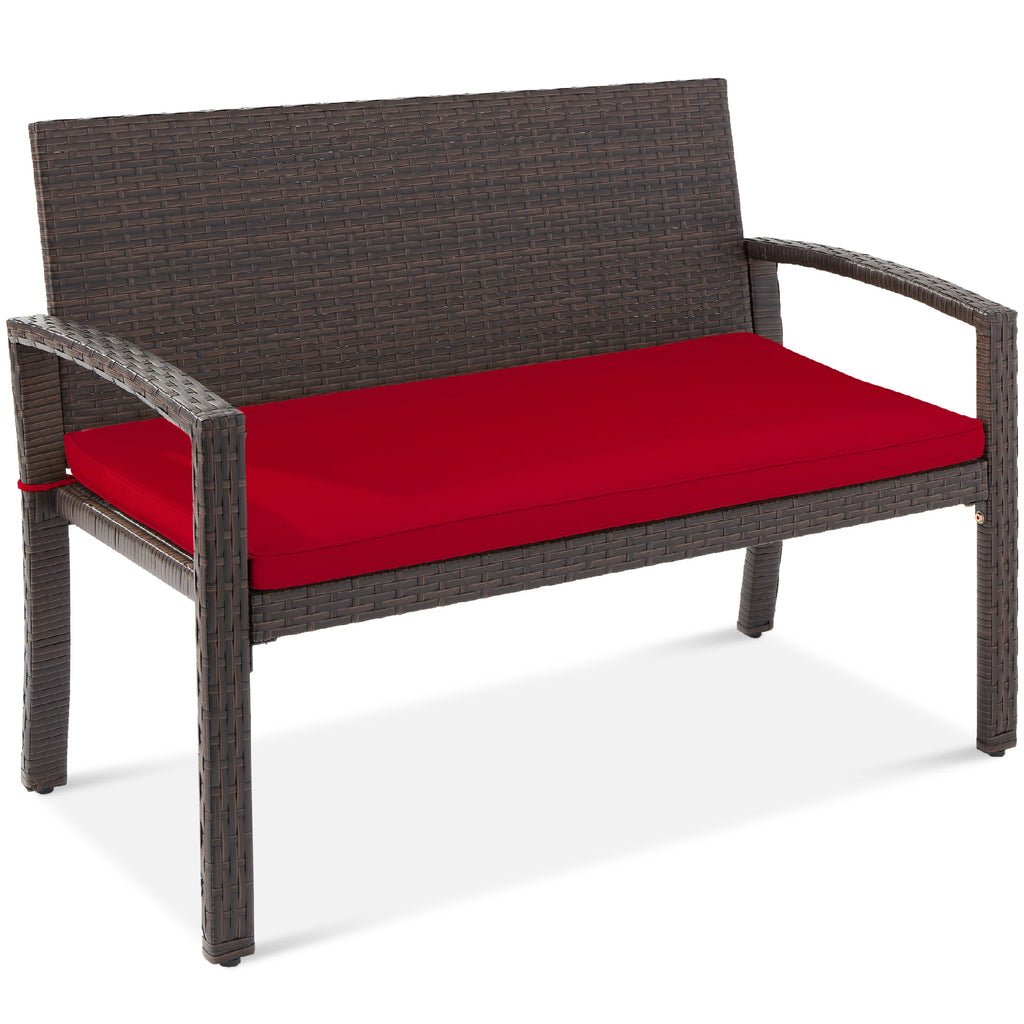 2-Person Wicker Porch Bench for Outdoor Garden w/ 700lb Capacity - 47in