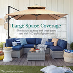2-Tier Square LED Cantilever Offset Umbrella w/ 360 Rotation Base - 10x10ft