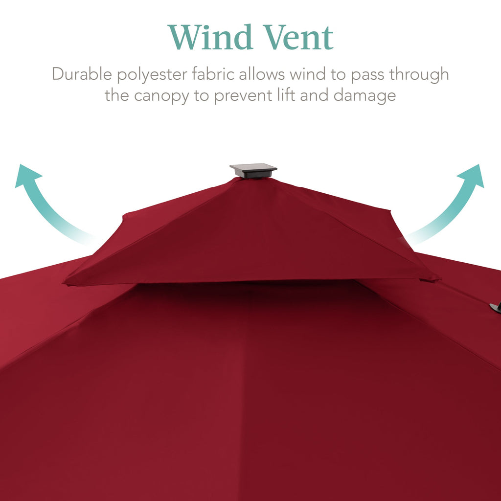 2-Tier Square LED Cantilever Offset Umbrella w/ 360 Rotation Base - 10x10ft