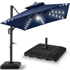 2-Tier Square LED Cantilever Offset Umbrella w/ 360 Rotation Base - 10x10ft